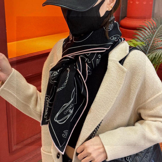 CHANEL 25S SCARF 140 IN SILK 735811