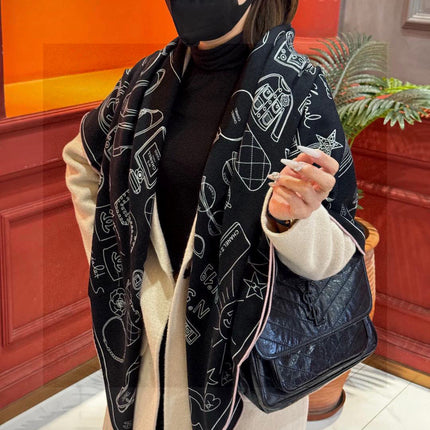 CHANEL 25S SCARF 140 IN SILK 735811