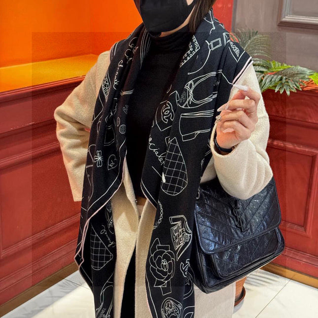 CHANEL 25S SCARF 140 IN SILK 735811