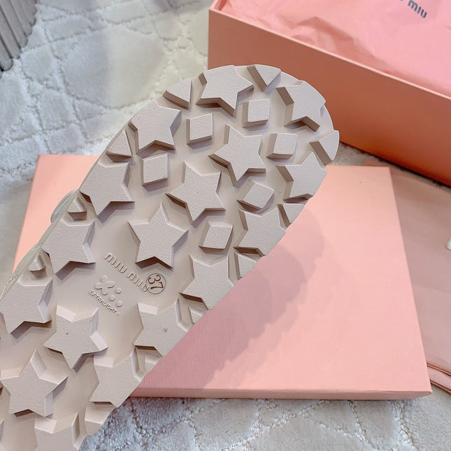 Beige Stylized Slippers Sheepskin