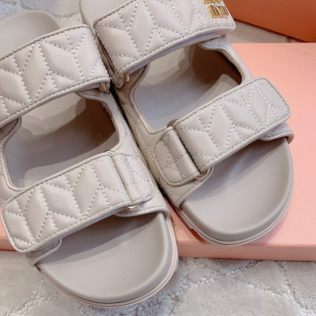 Beige Stylized Slippers Sheepskin