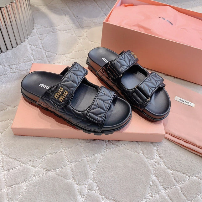 Black Stylized Slippers Sheepskin