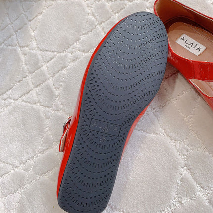 ALAIA CRISS CROSS BALLET FLAT IN CANDY RED LAMBSKIN WITH SILVER HARDWARE