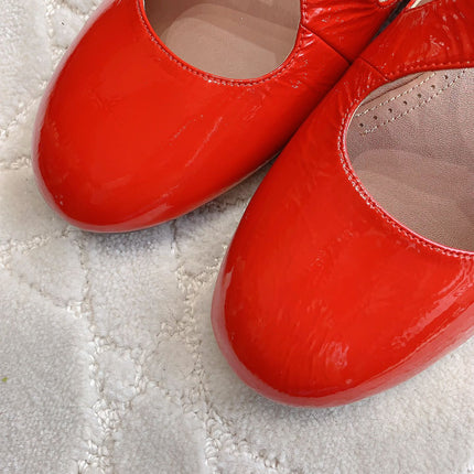 ALAIA CRISS CROSS BALLET FLAT IN CANDY RED LAMBSKIN WITH SILVER HARDWARE