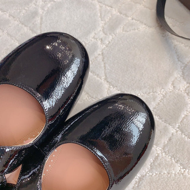 ALAIA CRISS CROSS BALLET FLAT IN BLACK LAMBSKIN WITH SILVER HARDWARE