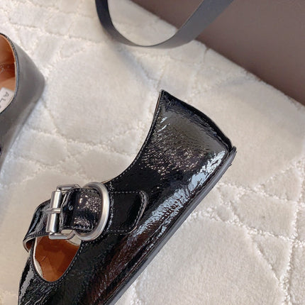 ALAIA CRISS CROSS BALLET FLAT IN BLACK LAMBSKIN WITH SILVER HARDWARE