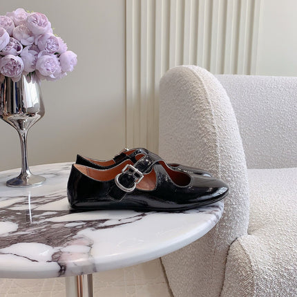 ALAIA CRISS CROSS BALLET FLAT IN BLACK LAMBSKIN WITH SILVER HARDWARE