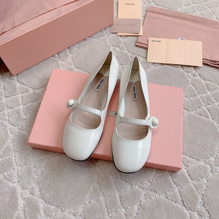 Floral White Ballet Shoes Sheepskin