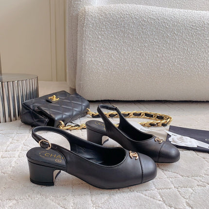 SLINGBACKS 45 IN BLACK SHEEPSKIN