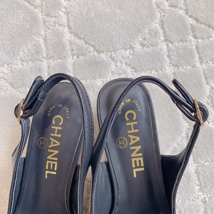 SLINGBACKS 45 IN BLACK SHEEPSKIN