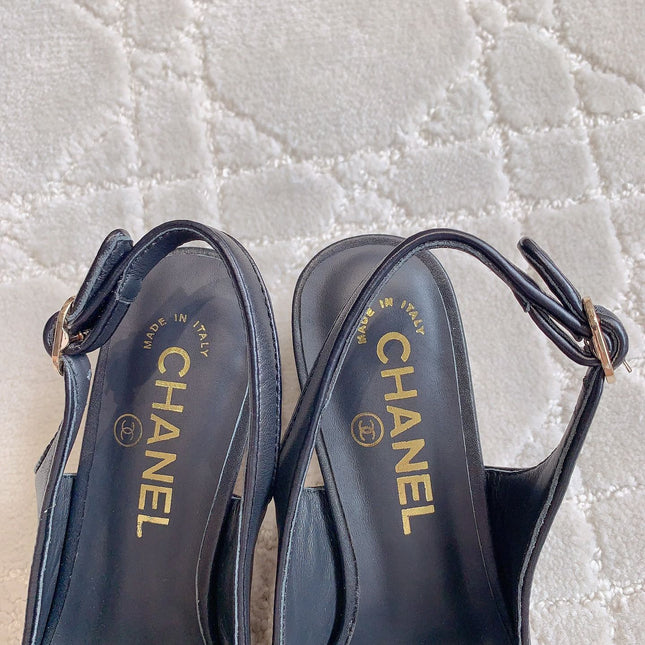 SLINGBACKS 45 IN BLACK SHEEPSKIN