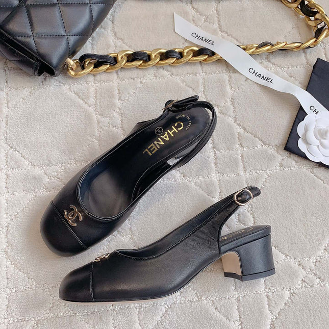 SLINGBACKS 45 IN BLACK SHEEPSKIN