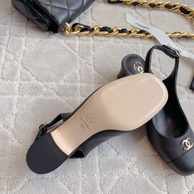 SLINGBACKS 45 IN BLACK SHEEPSKIN