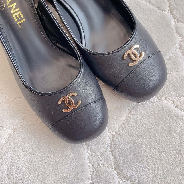 SLINGBACKS 45 IN BLACK SHEEPSKIN