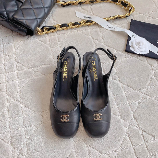 SLINGBACKS 45 IN BLACK SHEEPSKIN