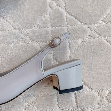 SLINGBACKS IN SLATE GREY MIX BLACK SHEEPSKIN