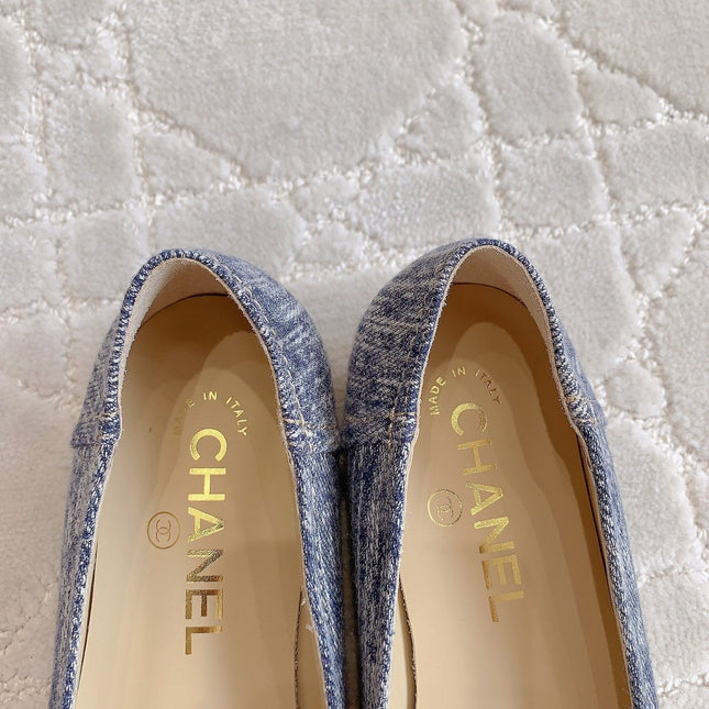 BALLET FLATS IN PIGEON BLUE DENIM