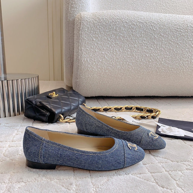 BALLET FLATS IN AEGEAN BLUE DENIM