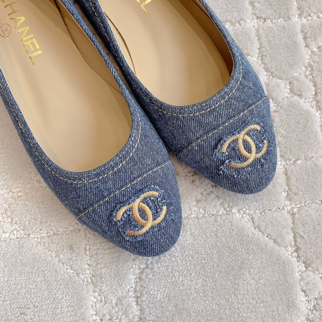 BALLET FLATS IN AEGEAN BLUE DENIM