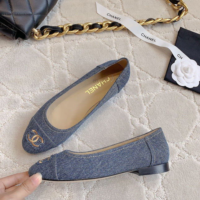 BALLET FLATS IN AEGEAN BLUE DENIM