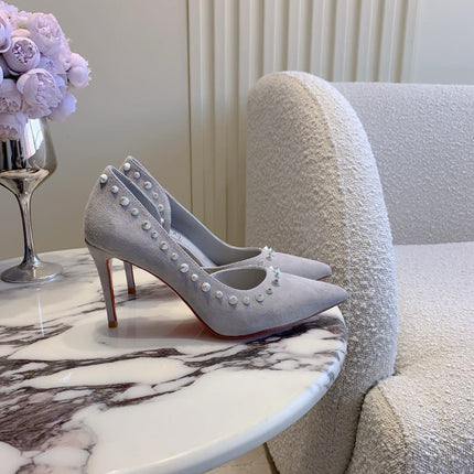 IRIZA PUMPS 85MM IN GREY SUEDE SILVER SPIKES