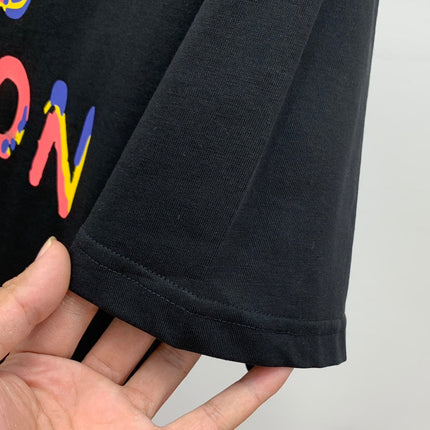 LV T-SHIRT COLORFUL LOGO IN BLACK COTTON 238877