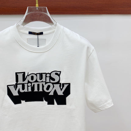LV T-SHIRT EMBROIDERED LOGO IN WHITE COTTON 238878