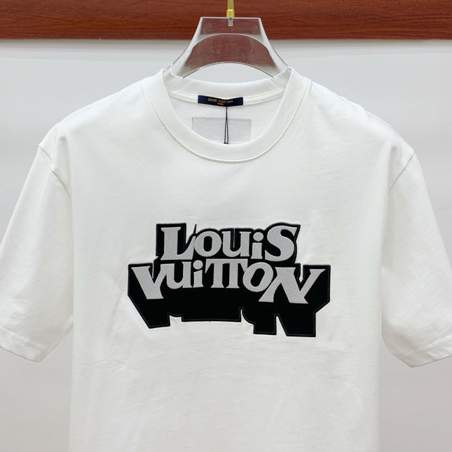 LV T-SHIRT EMBROIDERED LOGO IN WHITE COTTON 238878
