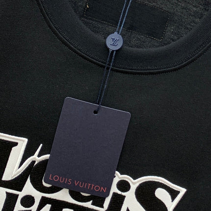 LV T-SHIRT EMBROIDERED LOGO IN BLACK COTTON 238879