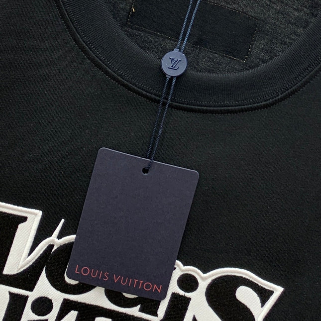 LV T-SHIRT EMBROIDERED LOGO IN BLACK COTTON 238879
