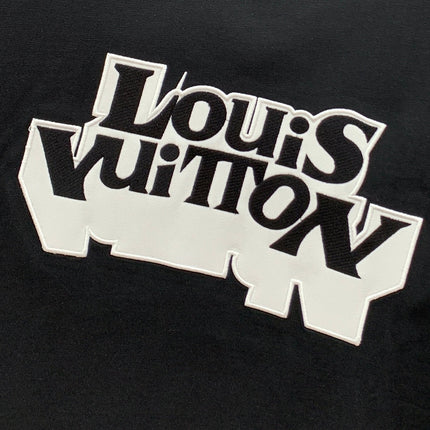 LV T-SHIRT EMBROIDERED LOGO IN BLACK COTTON 238879