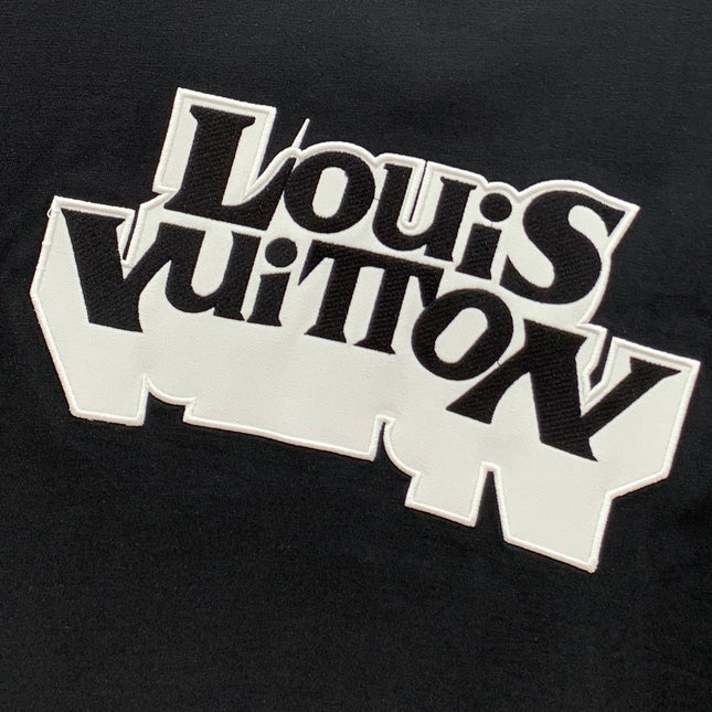 LV T-SHIRT EMBROIDERED LOGO IN BLACK COTTON 238879