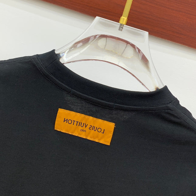 LV T-SHIRT IN BLACK PURE COTTON CLASSIC LOGO PATTERN 238881
