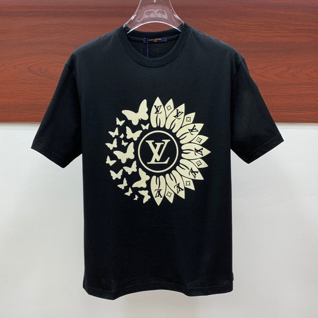 LV T-SHIRT IN BLACK PURE COTTON CLASSIC LOGO PATTERN 238881