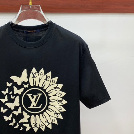 LV T-SHIRT IN BLACK PURE COTTON CLASSIC LOGO PATTERN 238881