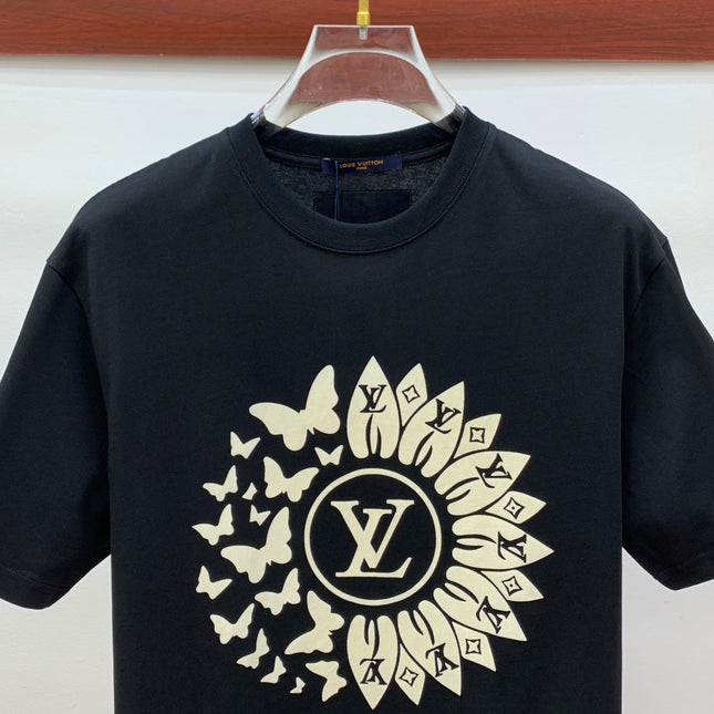 LV T-SHIRT IN BLACK PURE COTTON CLASSIC LOGO PATTERN 238881