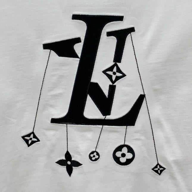 LV T-SHIRT IN WHITE COTTON STYLIZED LOGO 238872
