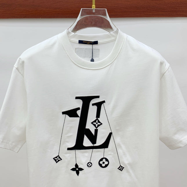 LV T-SHIRT IN WHITE COTTON STYLIZED LOGO 238872