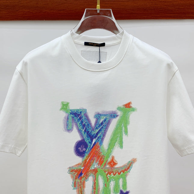 LV T-SHIRT STYLIZED LOGO IN WHITE COTTON 238874