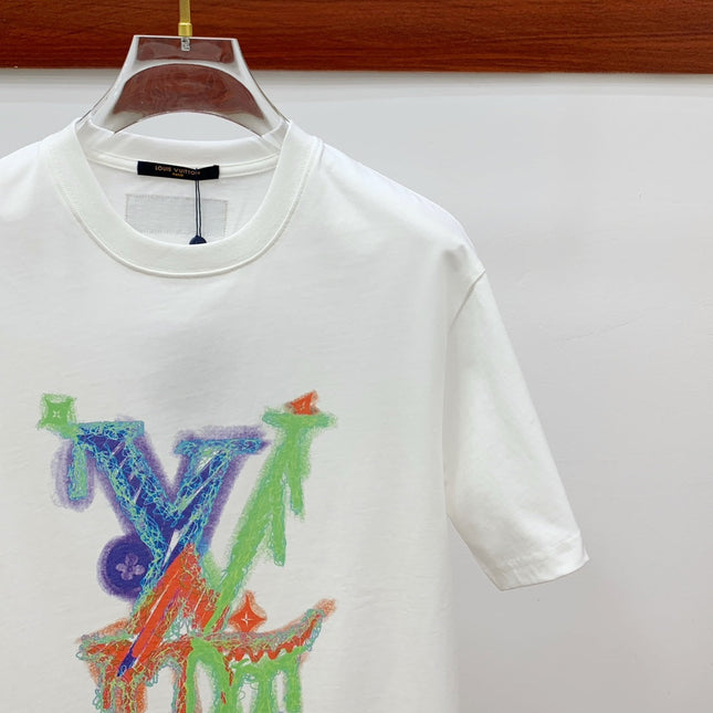 LV T-SHIRT STYLIZED LOGO IN WHITE COTTON 238874