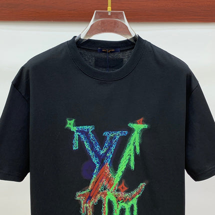 LV T-SHIRT STYLIZED LOGO IN BLACK COTTON 238875
