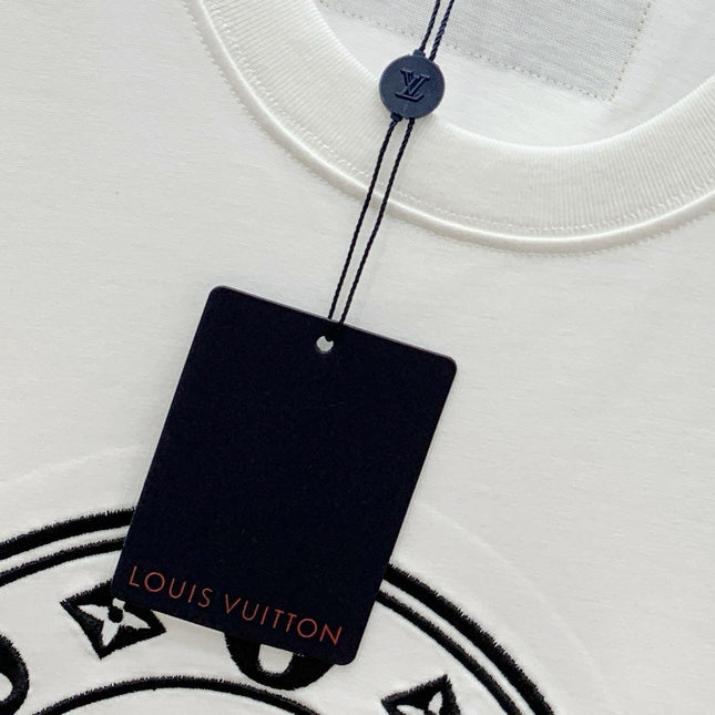 LV T-SHIRT IN WHITE PURE COTTON EMBROIDERED LOGO 238888