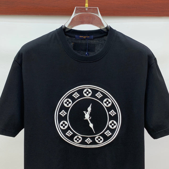 LV T-SHIRT IN BLACK PURE COTTON EMBROIDERED LOGO 238889