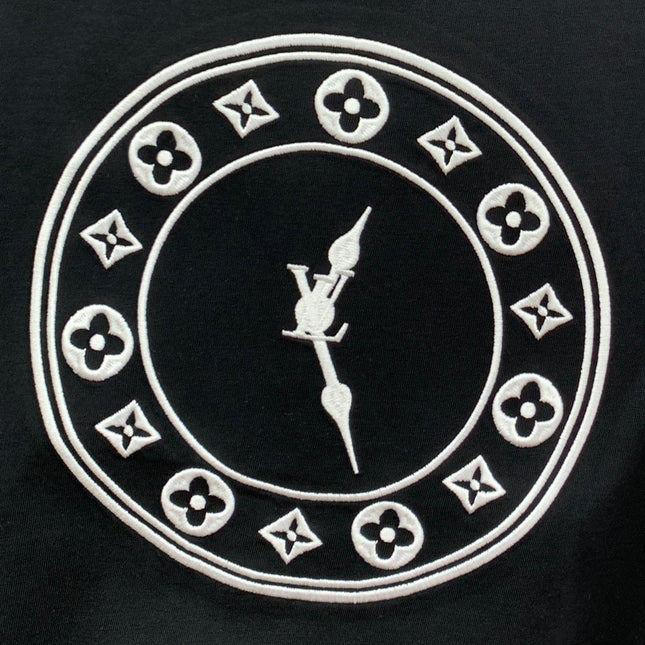 LV T-SHIRT IN BLACK PURE COTTON EMBROIDERED LOGO 238889