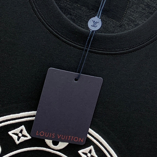 LV T-SHIRT IN BLACK PURE COTTON EMBROIDERED LOGO 238889