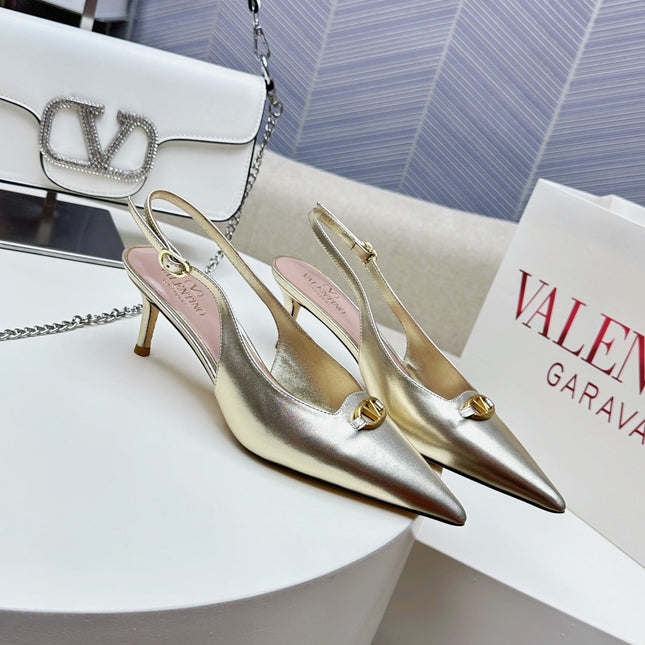 HIGH SLINGBACK 60MM IN GOLD CALFSKIN