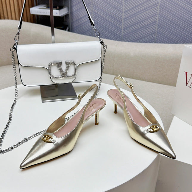 HIGH SLINGBACK 60MM IN GOLD CALFSKIN