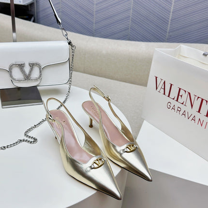 HIGH SLINGBACK 60MM IN GOLD CALFSKIN