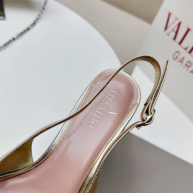 HIGH SLINGBACK 60MM IN GOLD CALFSKIN