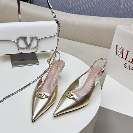 HIGH SLINGBACK 60MM IN GOLD CALFSKIN